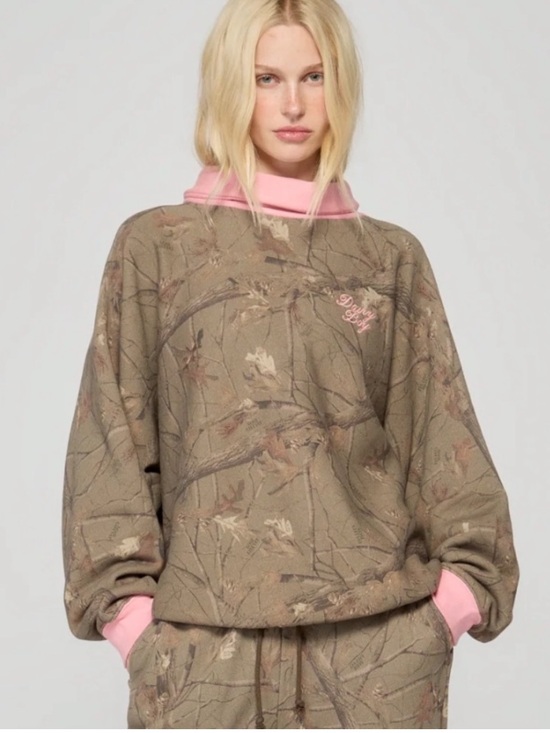 Dairy Boy Tops - DAIRY BOY Mock Neck in Evergreen Camo/Pink